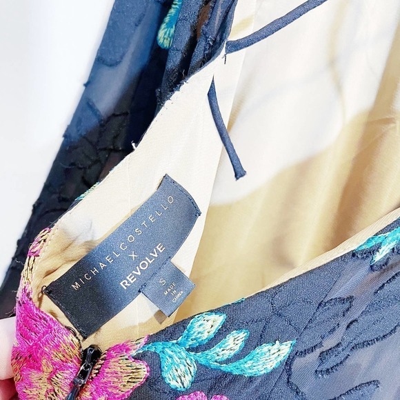 Michael Costello x Revolve Savannah Gown Black Embroidered Dress SZ S MINT - Picture 7 of 10